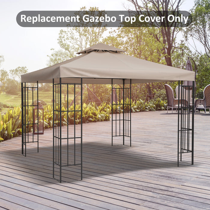 Double Tier Gazebo Canopy Replacement - 3x3m Deep Beige Pavilion Roof Cover - Ideal for Outdoor Shelter and Patio Upgrade