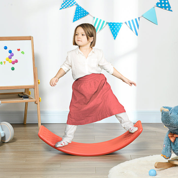 Kids Balance Board - Wobble Stepping Stone, Montessori Nursery Toy - Ideal for Active Play and Coordination for Ages 3-6 Years, 82cm Length, Red
