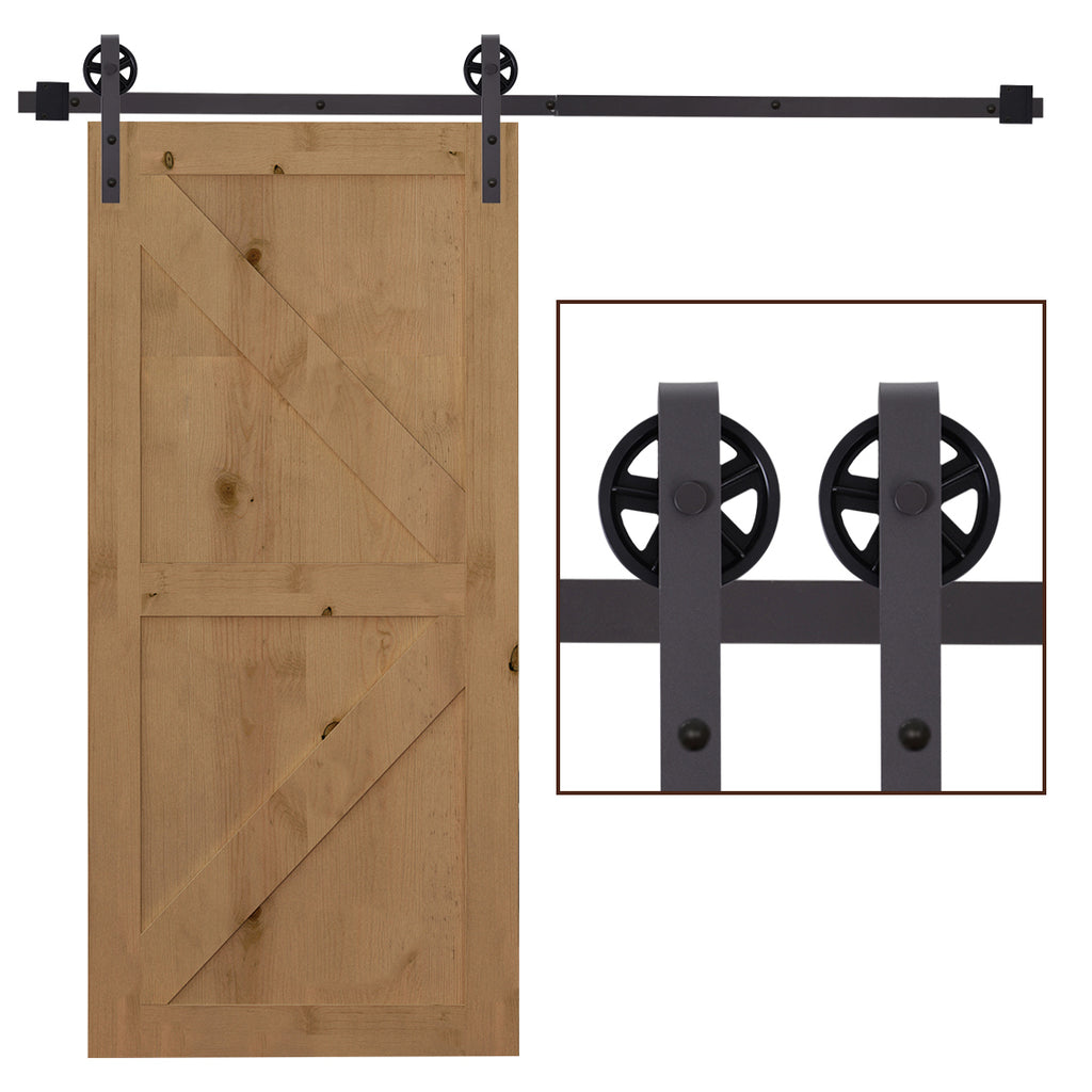 Modern Sliding Barn Door Hardware Kit - 6FT Track System for Single Wooden Door - Space-Saving Interior Design Solution
