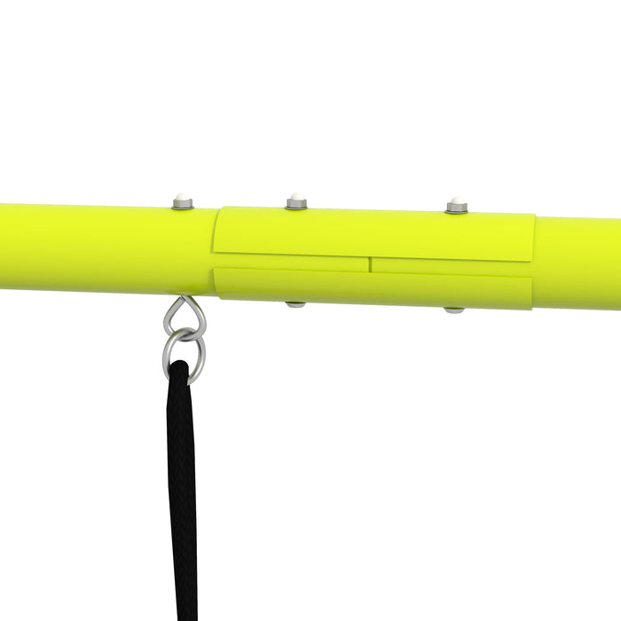 4-in-1 Metal Garden Swing Set - Double Swings, Climber, Climbing Net in Green - Outdoor Play Equipment for Children