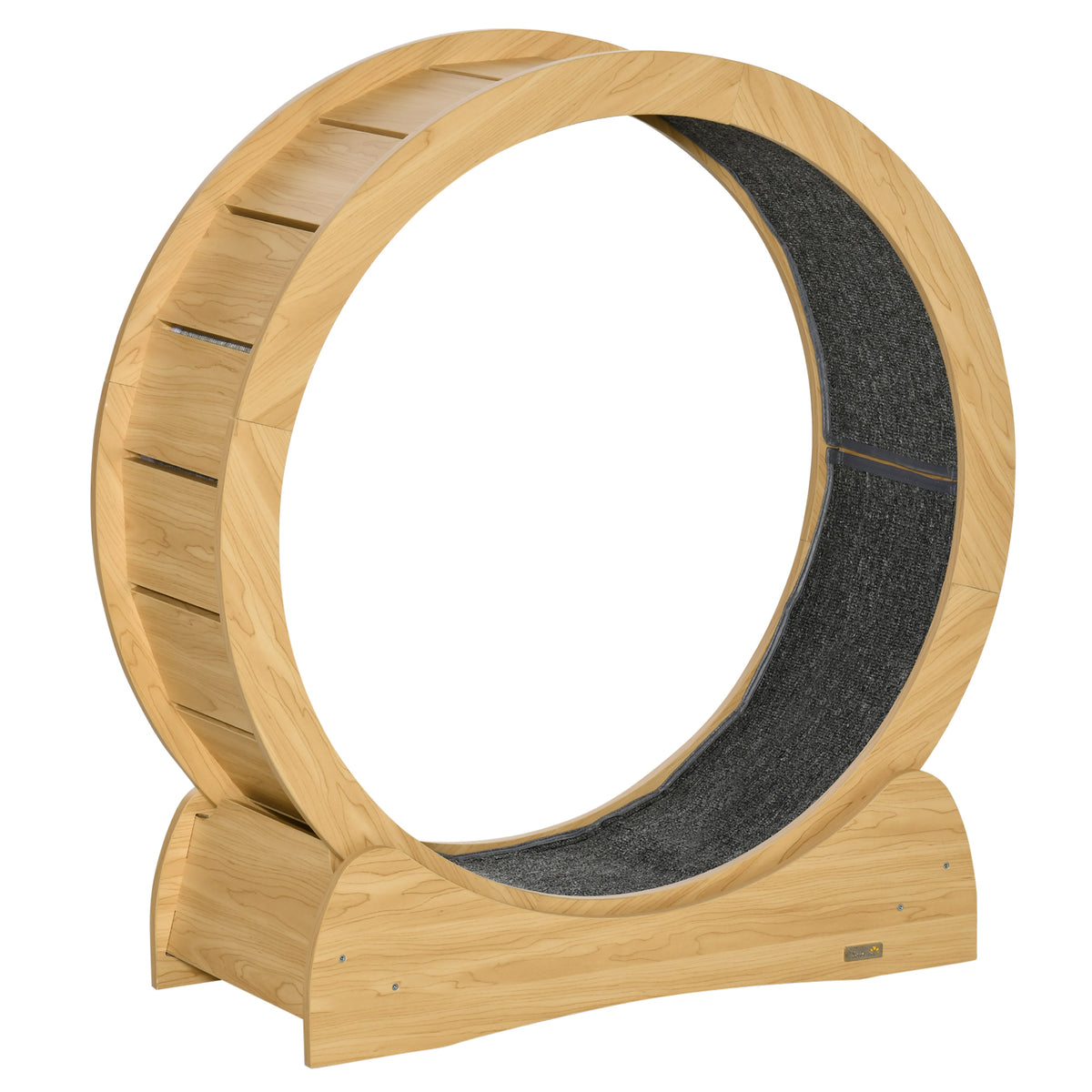 Wooden Cat Exercise Wheel with Carpeted Run - Indoor Fitness Cat Treadmill with Safety Brake - Physical Activity Enhancer for Energetic Felines