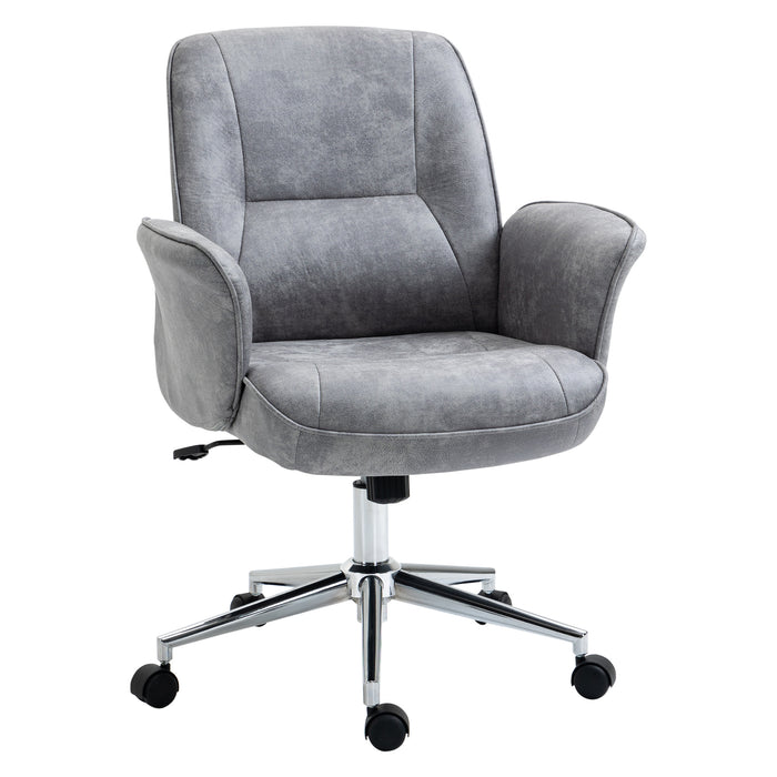 Ergonomic Mid-Back Swivel Chair - Comfortable Office and Study Furniture in Light Grey - Ideal for Home, Study, or Bedroom Use