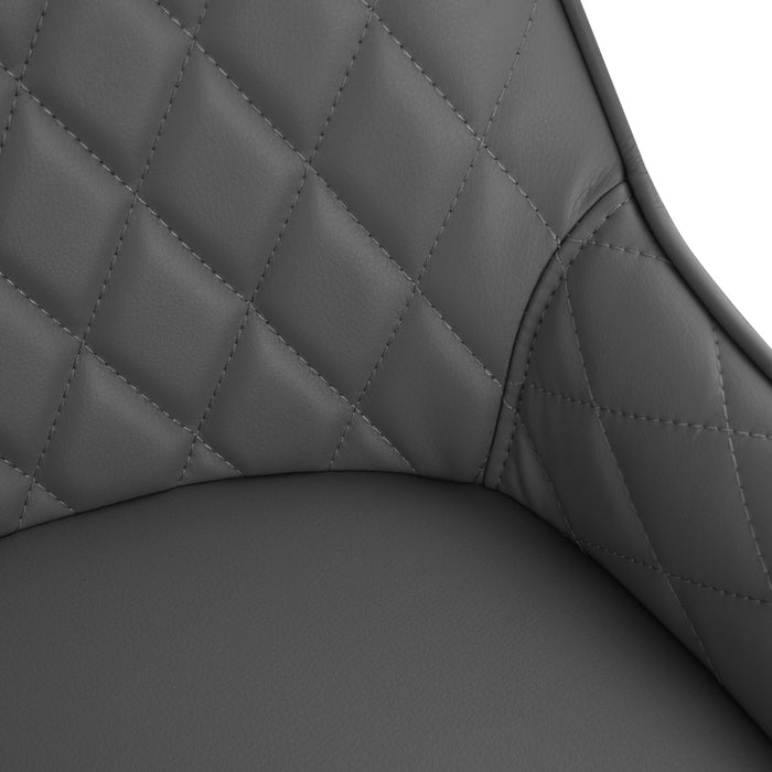 Quilted PU Leather Dining Chair Pair - Stylish Metal Frame with Protective Foot Caps in Executive Grey - Modern Home Seating for Dining Comfort