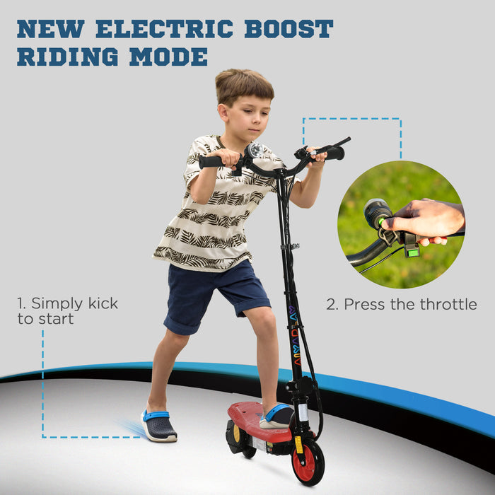 Foldable Electric Scooter with Bright LED Headlight - Easy-to-Carry Design for Kids Ages 7-14 - Fun and Safe Red Scooter for Young Riders