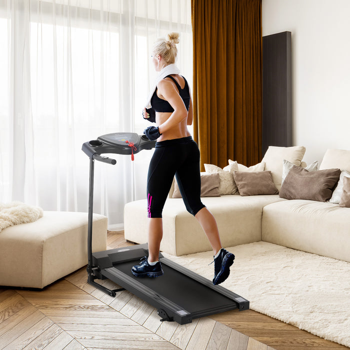 Adjustable Indoor Treadmill with 3 Preset Programs - Foldable Electric Running Machine with LCD Display & Cup Holders - Ideal for Home Fitness & Exercise