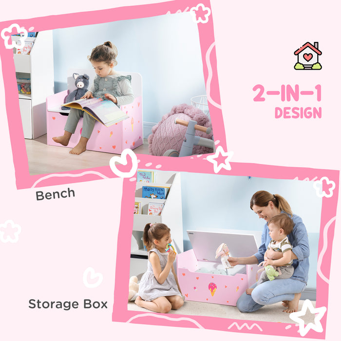 Princess Bedroom Set for Kids - 5PCs: Includes Bed, Toy Box Bench, Storage, Dressing Table & Stool - Ideal for Ages 3-6, Pink Decor