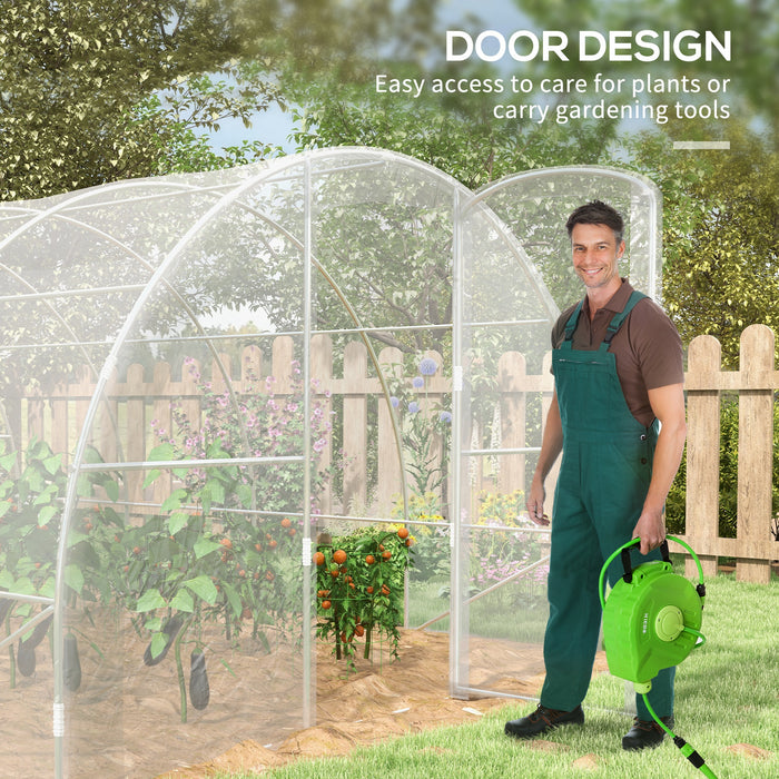 Walk-In Polytunnel Greenhouse - Sturdy Galvanized Steel Frame and PE Cover, 4x3x2m - Ideal for Plant Protection and Year-Round Gardening