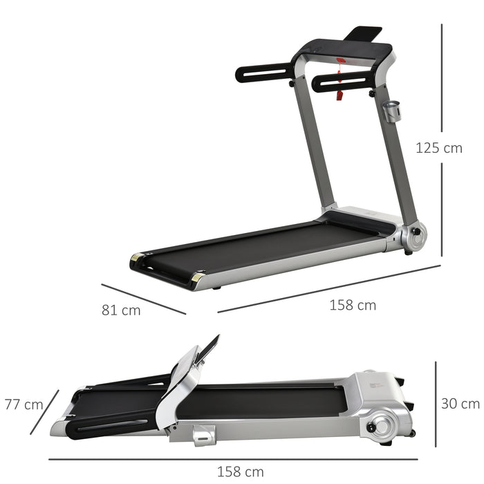 Electric Treadmill with 15km/h Max Speed - 6-Level Quick Adjust, Foldable Design, LED Display, USB & Accessories Holder - Ideal for Home Cardio Workouts in Silver