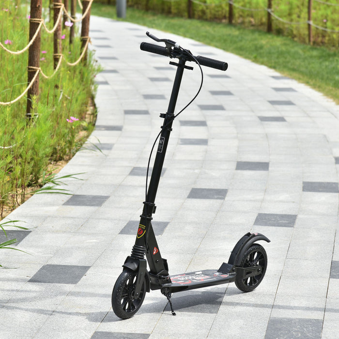 Foldable Kick Scooter for Adults and Teens - Height Adjustable, Aluminum Frame, Rear Wheel & Hand Brake, Shock Absorption - Ideal Urban Commute and Play for Ages 14+