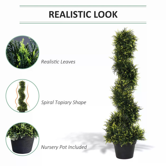 Artificial Spiral Topiary Trees 90cm - Set of 2 Lifelike Faux Greenery with Pots for Indoor/Outdoor Decor - Perfect for Home, Office, and Garden Enhancements