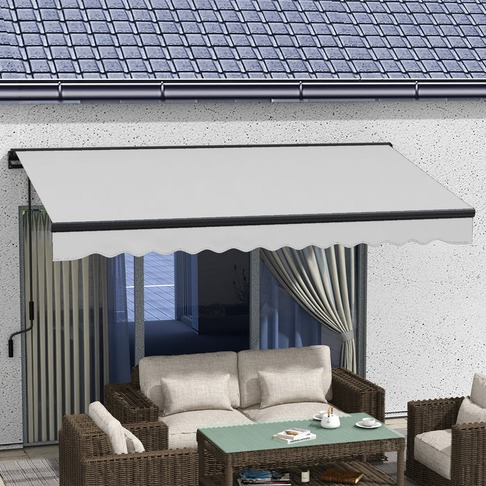 Aluminium Frame Electric Awning 3.5x2.5m - Retractable Sun Canopy for Patio and Window in Light Grey - Outdoor Shade Solution for Homeowners