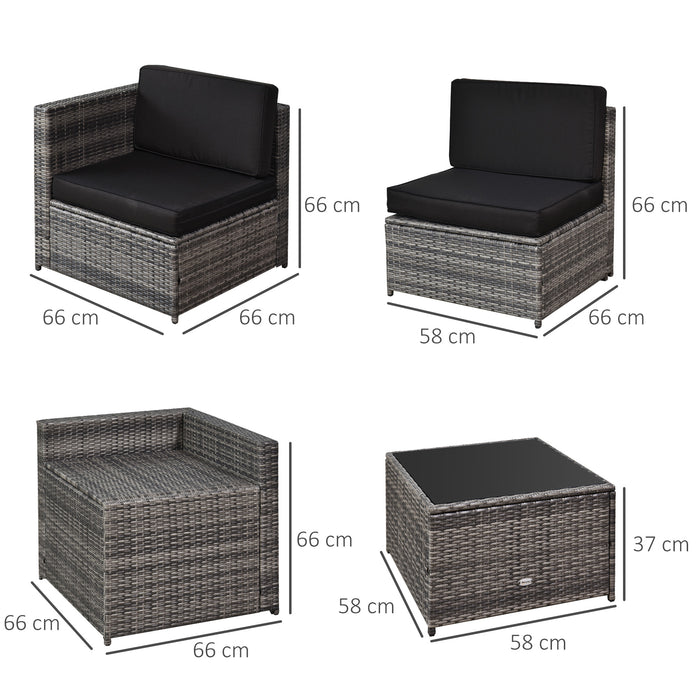 6-Seater Rattan Sofa Set - Outdoor Patio Furniture with Table and Cushions, 8 Pieces - Ideal for Garden Seating and Dining