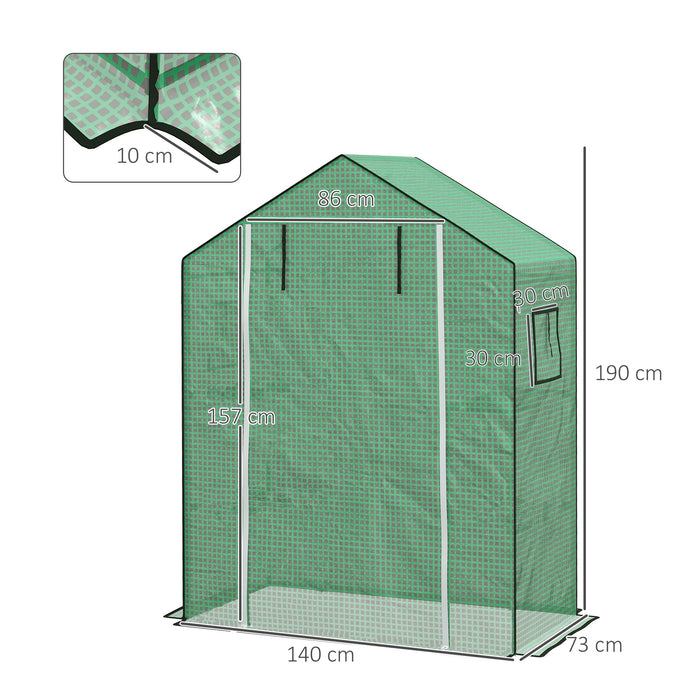 Walk-in PE Greenhouse Cover with Roll-up Door - Durable Plant Protection Hot House Cover, 140x73x190cm with Windows - Ideal for Gardeners and Growing Vegetables
