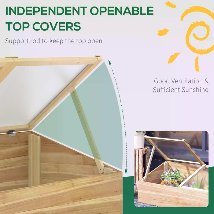 Natural Wooden Cold Frame - Polycarbonate Panel Grow House for Garden Enthusiasts - Protects Flowers, Vegetables & Plants Against Harsh Weather