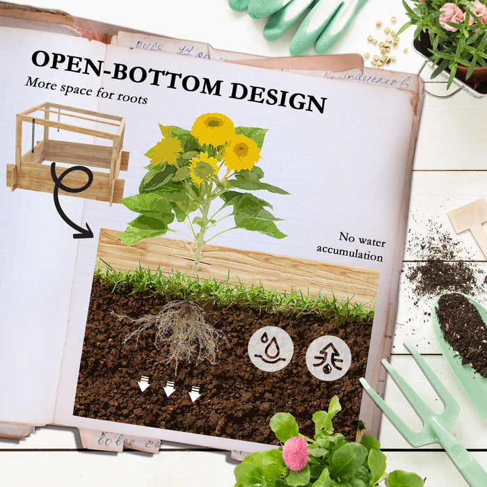 Wooden Elevated Garden Bed with Cold Frame Greenhouse - Openable Top Planter Box for Vegetables, Flowers, and Herbs - Perfect for Patio and Backyard Gardening, 98x98x63.5cm