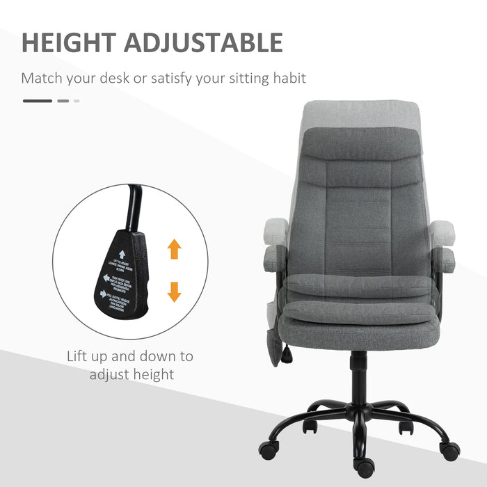 Ergonomic Linen-Textured Office Chair with 2-Point Massage - Adjustable Height, 360° Swivel, 5 Castor Wheels for Smooth Mobility - Ideal for Comfortable and Relaxing Executive Seating Experience