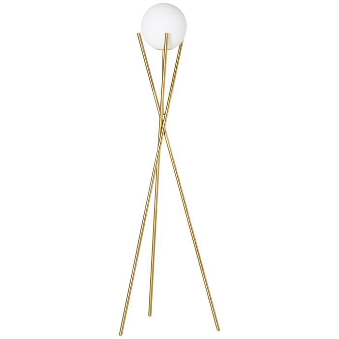 Modern Globe Lampshade Tripod Floor Lamp - E27 Base with Convenient Foot Switch - Elegant Gold and White Lighting Solution for Living Room and Bedroom