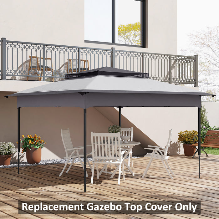 2-Tier Pop-up Gazebo Cover - 3.25m x 3.25m UV 30+ Protective Replacement Roof, Grey - Ideal for Outdoor Shelter and Sun Protection
