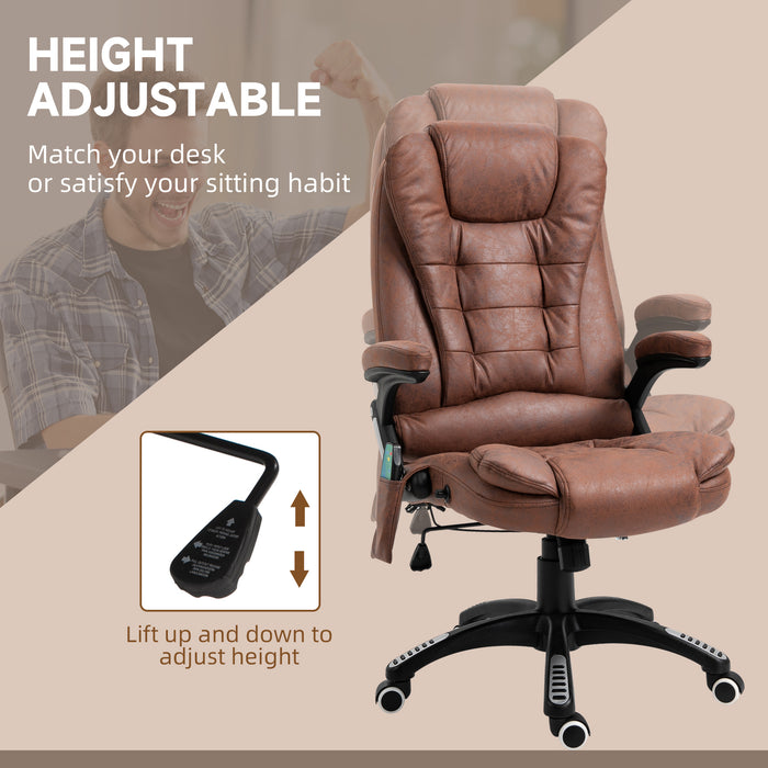 Heated Massage Recliner Chair - Office Chair with 6-Point Massage, 360° Swivel, Microfiber Upholstery - Ideal for Relaxation and Comfort in Workspaces