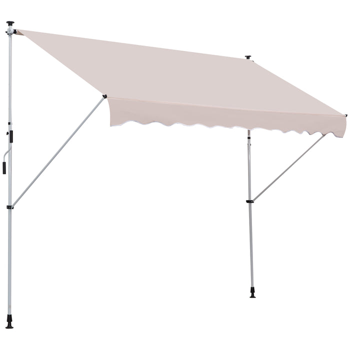 Manual Retractable Awning 3x1.5m - Aluminium Frame Garden Patio Sun Shade Shelter, Beige - Adjustable Canopy for Outdoor Protection