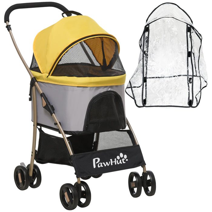 3-in-1 Detachable Pet Stroller with Rain Cover - Cat Dog Pushchair, Foldable Carrier, Universal Wheels, Brake System & Canopy Basket - Ideal for Travel & Outdoor Comfort for Small Animals