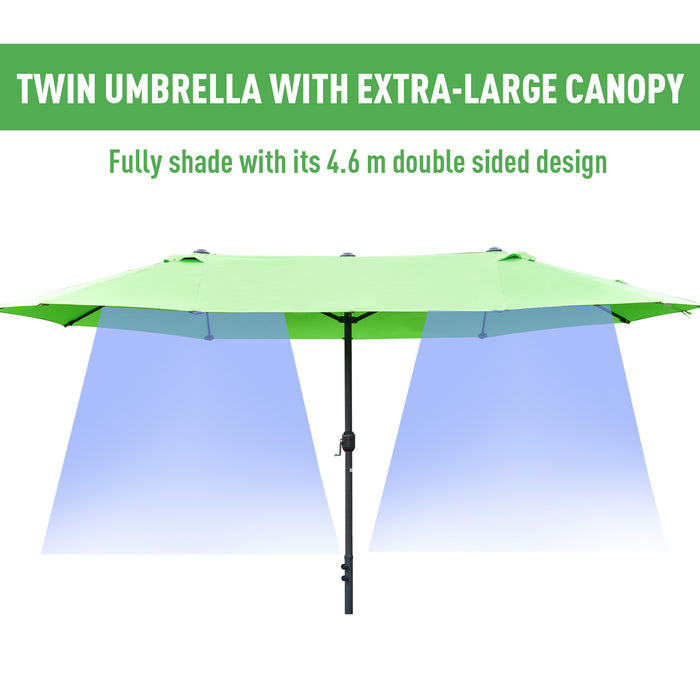 Garden Parasol Double-Sided 4.6m - Sun Umbrella Patio Shelter with Canopy Shade, Market-Style Outdoor Coverage, Includes Cross Base - Ideal for Garden & Outdoor Living Space Protection