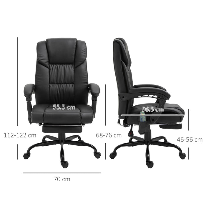 PU Leather 6-Point Massage Racing Chair - Electric Recliner with Adjustable Height and Angle, 5 Wheels, Footrest - Comfortable Home Office Seating Solution