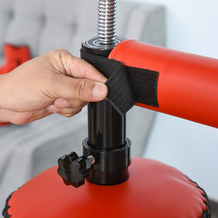 HOMCOM Adjustable Boxing Punching Bag Stand - Includes Flexible Rotating Arm and Speed Ball with Fillable Water Base - Ideal for Reflex and Coordination Training