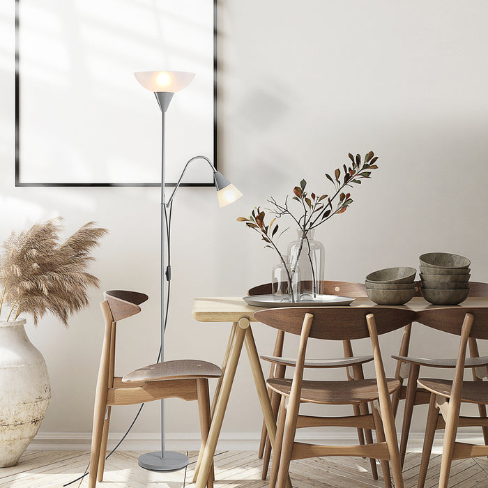 Modern Dual-Head Floor Lamp - Adjustable Reading Lights with Steel Base for Living Room, Bedroom, Office - Ideal for Illuminated Task Lighting at 179.5cm Height