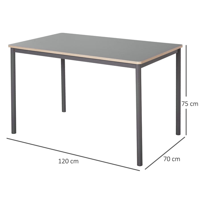 Minimalistic 120cm Dining Table with Steel Frame - Sturdy Rectangular Table with Foot Pads for Home & Work - Ideal for Dining and Display in Grey