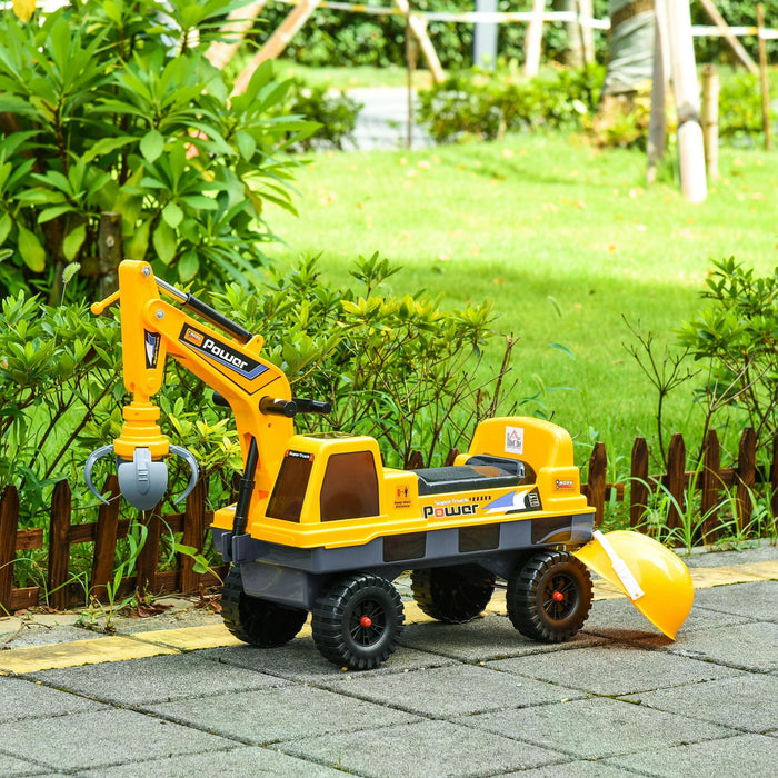 Kids' Ride-On Excavator Digger - Multi-Functional Bulldozer with Detachable Digging Bucket & Play Music - Perfect for 2-3 Year Olds Outdoor Play