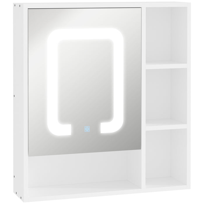 Wall-Mounted LED Illuminated Bathroom Cabinet - Dimmable Touch Switch, 4 Open Shelves Storage Organizer - Space-Saving Solution for Modern Home Decor