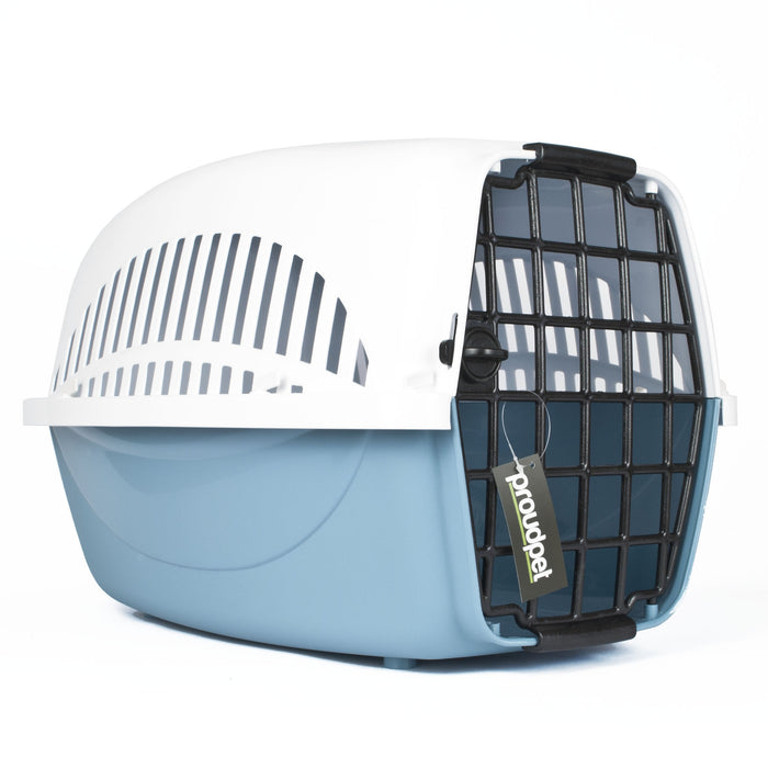Hardshell Portable Pet Transport Crate - Durable Travel Carrier in Blue - Ideal for Cats and Small Dogs Safety and Comfort