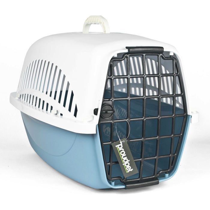 Hardshell Portable Pet Transport Crate - Durable Travel Carrier in Blue - Ideal for Cats and Small Dogs Safety and Comfort