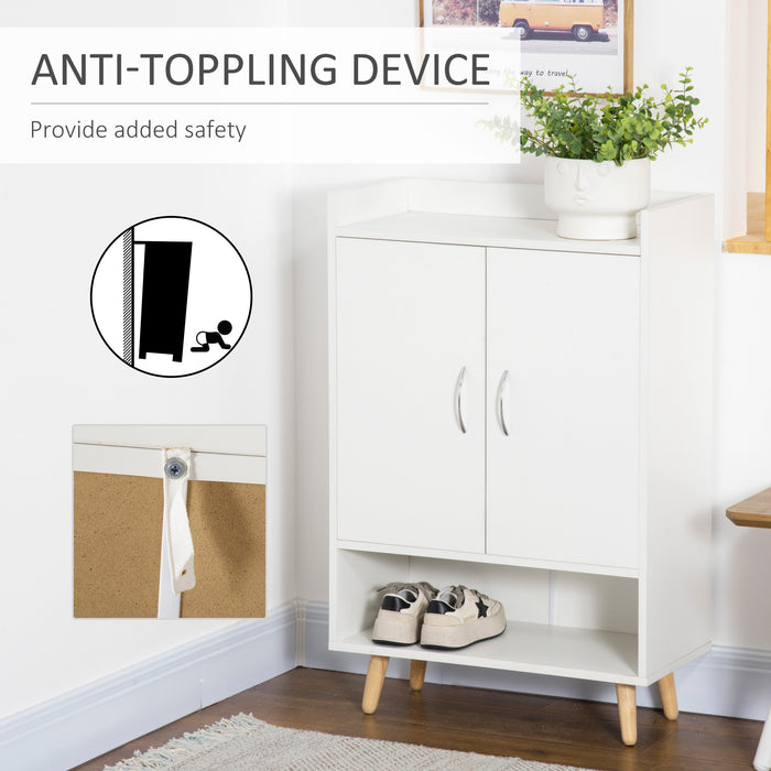 Modern Shoe Storage Cabinet - Entryway and Hallway Organizer with Doors and Shelves - Space-Saving Solution for Shoe Clutter