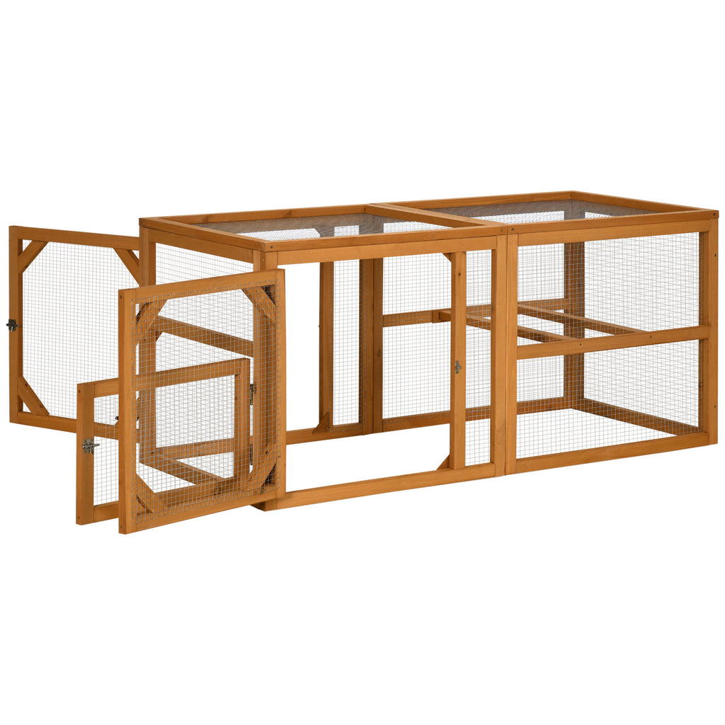 Deluxe Wooden Chicken Coop - Includes Perches, Secure Doors & Expandable Design - Ideal for Housing 2-4 Chickens in a Natural Wood Aesthetic