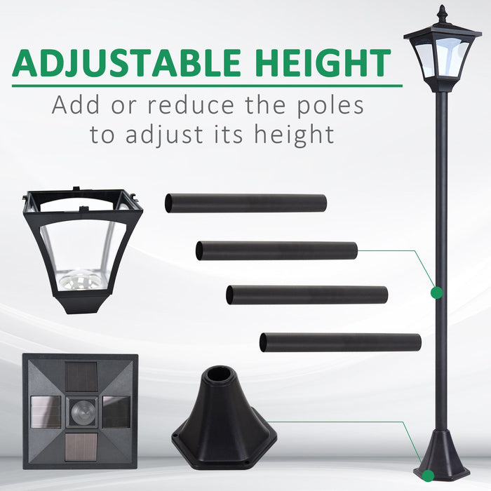 Outdoor Solar LED Post Lamp - Dimmable Sensor Lantern, 1.2M Bollard Pathway Light in Black - Ideal for Garden and Driveway Illumination