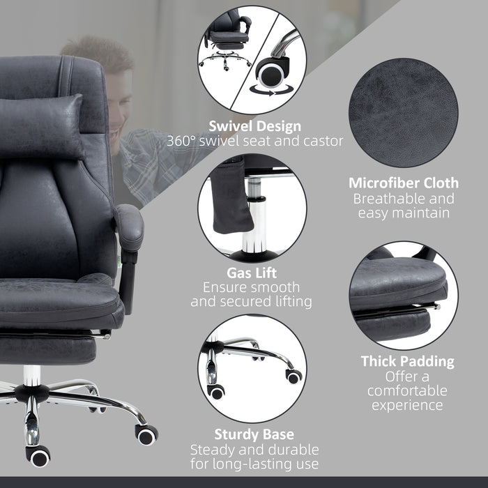 High Back Vibrating Massage Chair with Headrest - Ergonomic Reclining Computer Chair with Footrest and Swivel Wheels - Comfort for Home Office Use with Remote Control