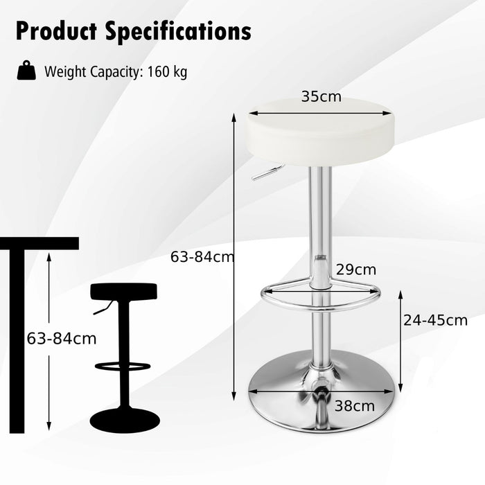 Bar Stool Set of 2 - Height-Adjustable with Footrest Feature - Ideal for Flexible Seating Solutions