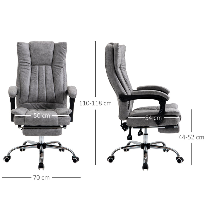 Ergonomic Microfiber Home Office Chair - Reclining Desk Chair with Armrests, Swivel Base & Footrest in Grey - Comfort Seating for Work from Home Professionals