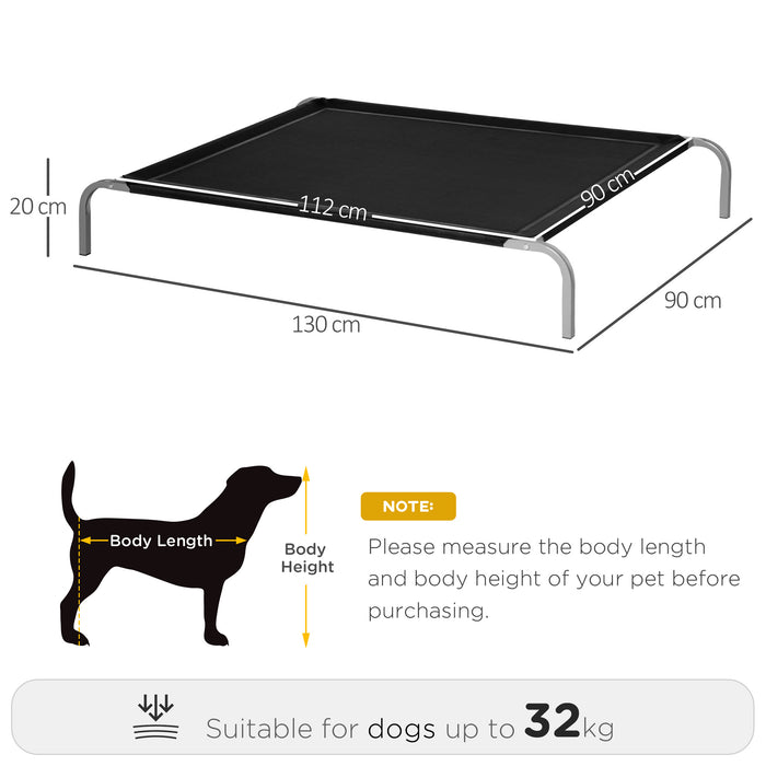 Elevated Pet Bed with Sturdy Metal Frame - Portable Raised Dog Cot for Camping, Travel, Black, Large - Ideal for Outdoor Comfort and Pet Relaxation