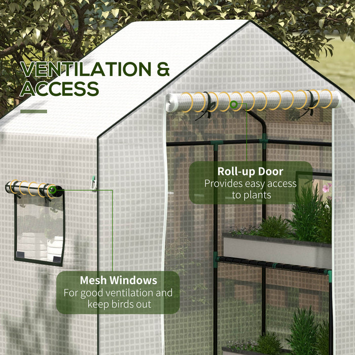 Walk-In PE Greenhouse Cover with Roll-Up Door and Windows - Durable Replacement 140x73x190cm Hot House Cover, White - Perfect for Gardeners and Home Farming Enthusiasts