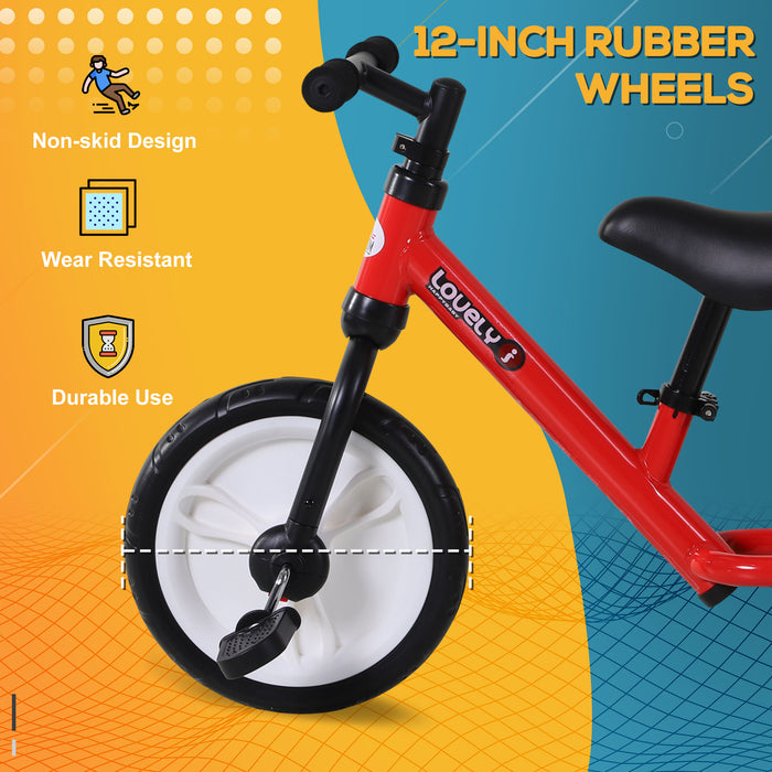 PP Toddlers - Red Balance Bike with Removable Stabilizers for Kids - Beginner Riding Training Bicycle