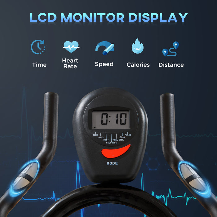 Indoor Cycling Fitness Station - 8kg Flywheel Exercise Bike with Adjustable Resistance - Cardio Workout Machine with LCD Monitor for Home Gym