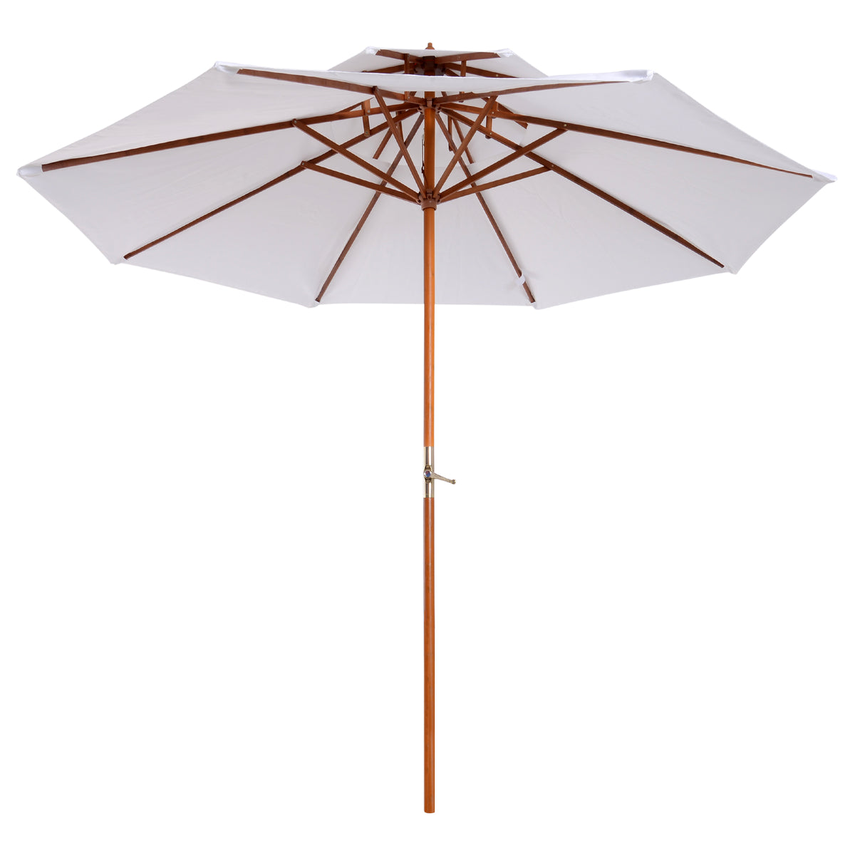 Cream White 2.7m Double Tier Bamboo Patio Umbrella - UV Protected ...