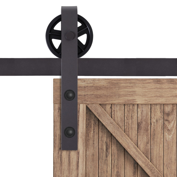 Modern Sliding Barn Door Hardware Kit - 6FT Track System for Single Wooden Door - Space-Saving Interior Design Solution