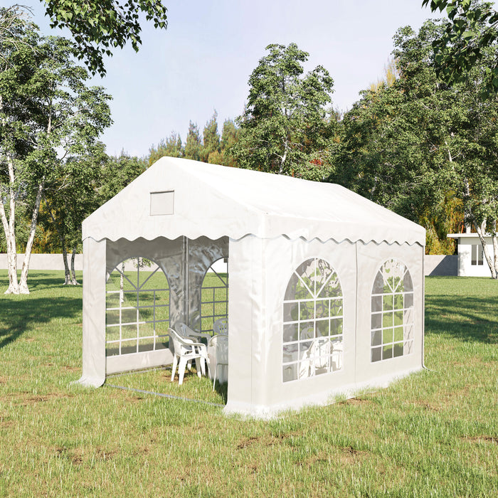 Outdoor Party Gazebo - 4x3m Canopy Tent with 4 Removable Side Walls & Windows - Ideal for Events & Gatherings in White