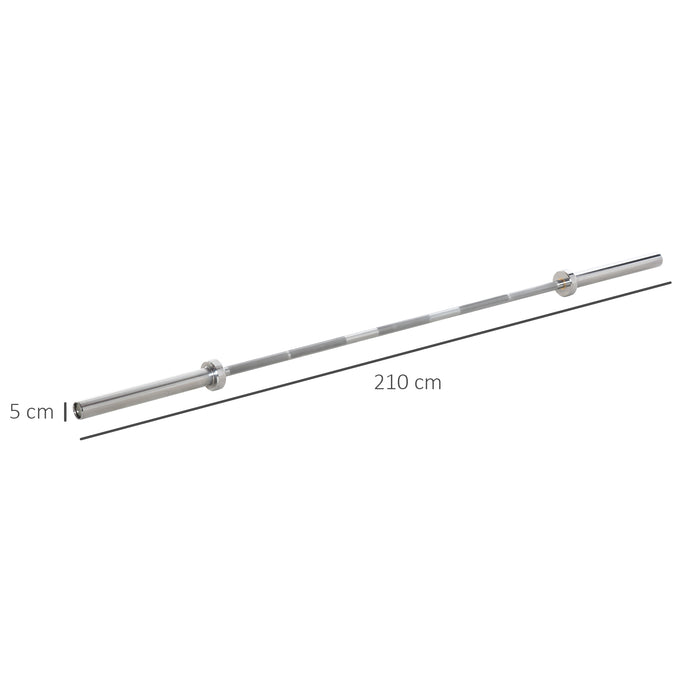 Weight Lifting Barbell Bar 5cm - Solid Steel with Anti-slip Grip & Spring Collars - Ideal for Home Gym & Fitness Enthusiasts