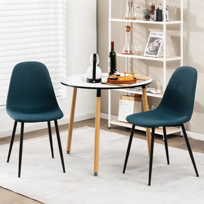 Set of 2 Upholstered Dining Chairs with Metal Legs - Comfortable Blue Seating for Dining Room - Ideal for Family Dinners and Entertaining Guests