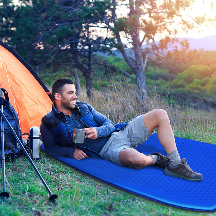 Self-Inflating Camping Mat - Blue Outdoor Sleeping Pad with Inflatable Sponge - Ideal for Backpackers & Campers